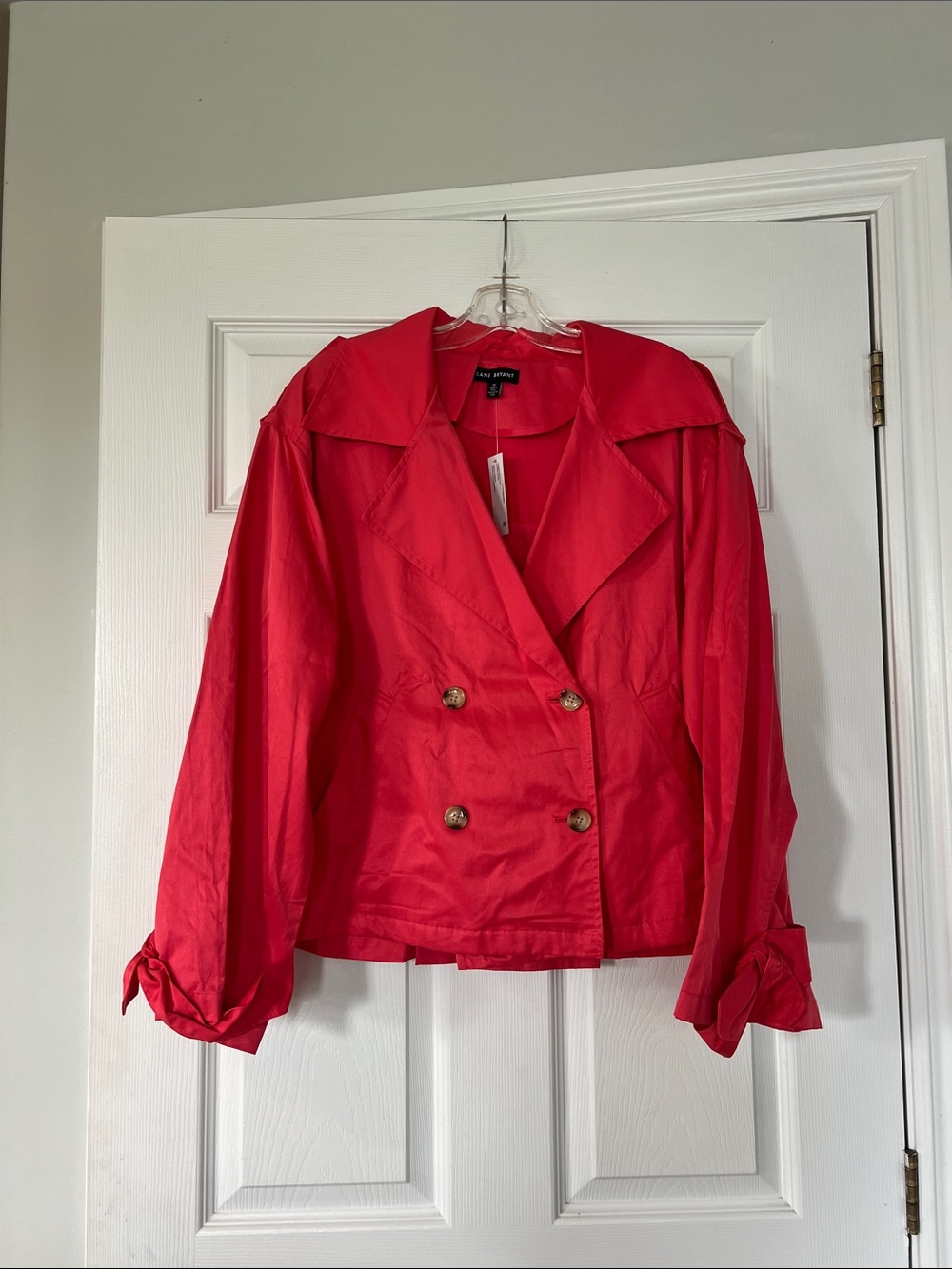 NWT- Lane Bryant Pink Double-Breasted Short Trench Coat